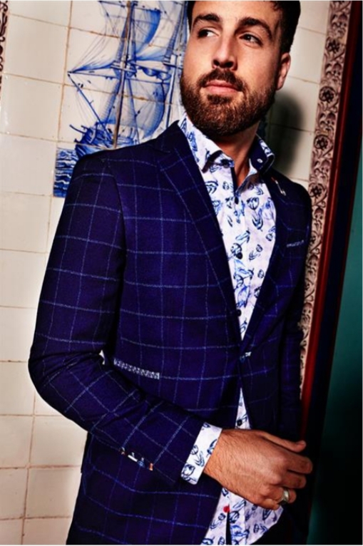 Chemise bleue Big tulips FISH NAMED FRED - W93 BIS